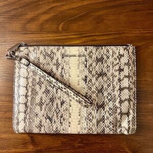 Michael Kors Beige and Black Snake Print Wristlet